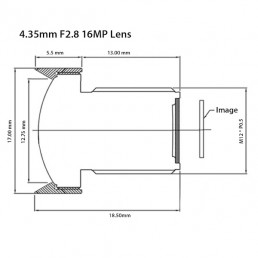 4.35mm 16MP Low Distortion M12 lens drawing