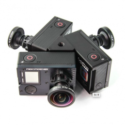 Ribcage modified Hero4 cameras in 3 camera rig